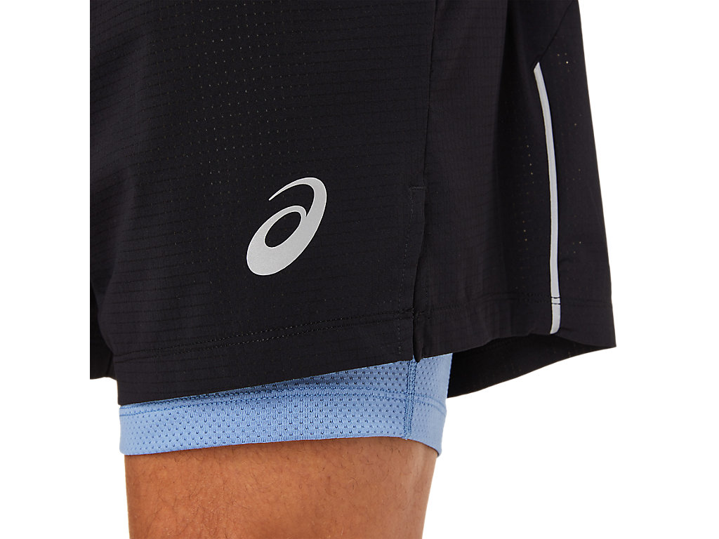 Men's Asics Fujitrail Shorts Black / Blue | 6708-VUGIZ