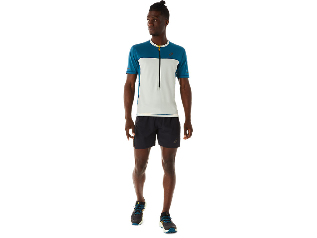 Men's Asics Fujitrail Sleeve T Shirts Turquoise / Light Olive | 1408-JFGCI