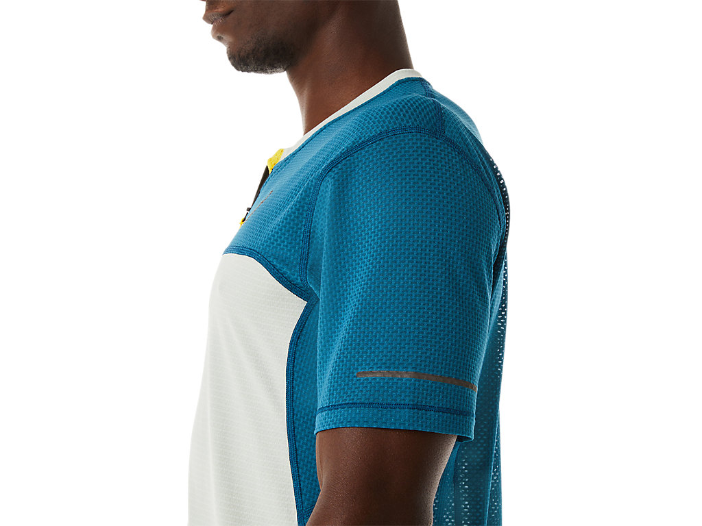 Men's Asics Fujitrail Sleeve T Shirts Turquoise / Light Olive | 1408-JFGCI