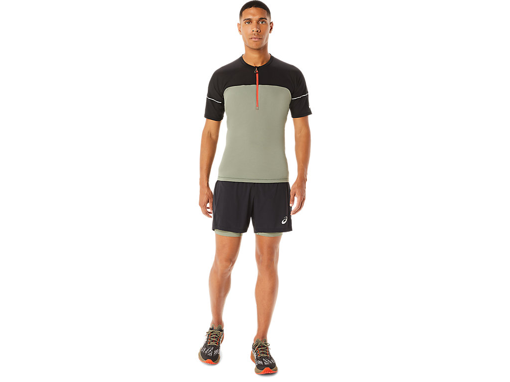 Men's Asics Fujitrail T Shirts Green / Black | 6794-CFIVE