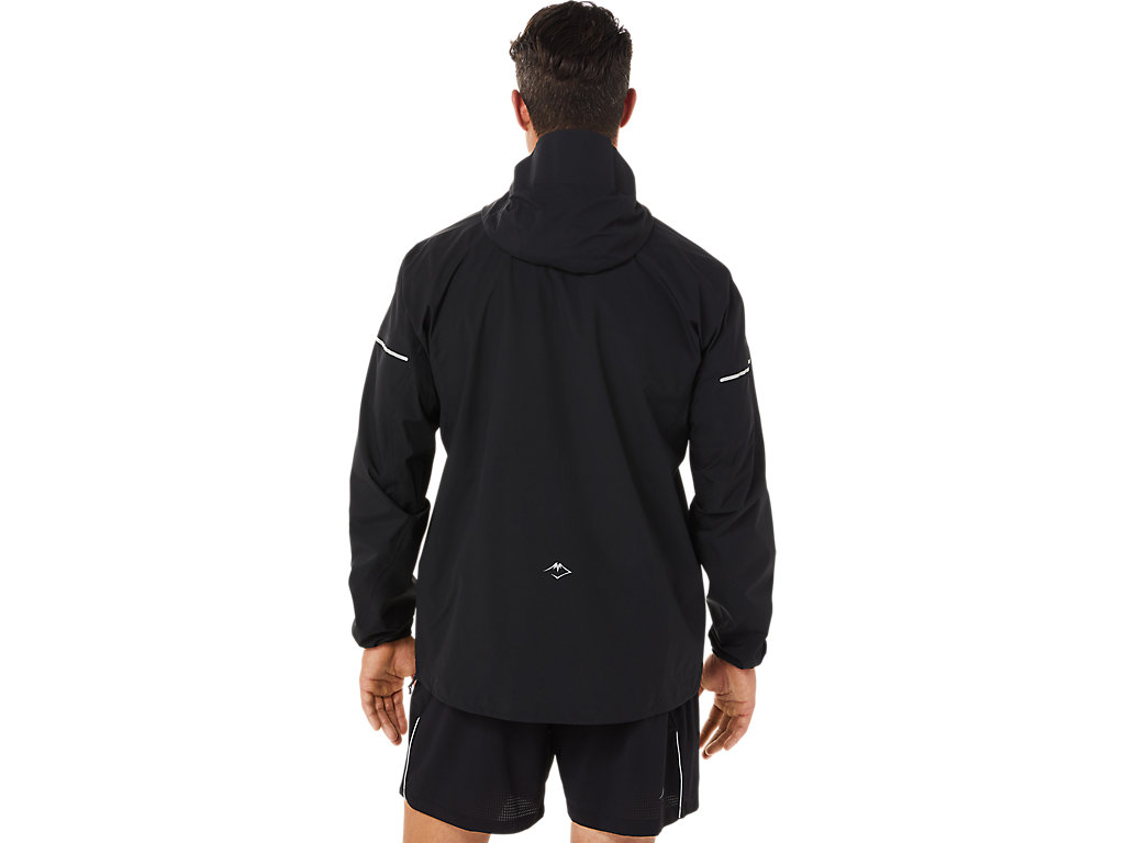 Men's Asics Fujitrail Waterproof Jackets Black | 0682-GYOSE