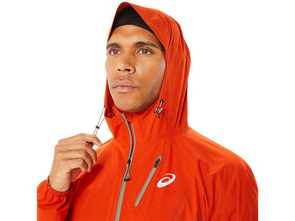 Men's Asics Fujitrail Waterproof Jackets Pink | 4153-ZLXGY