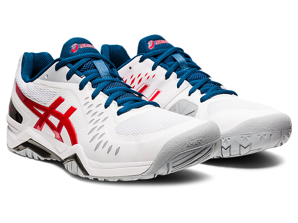 Men's Asics Gel-Challenger 12 Tennis Shoes White / Red | 9852-YGJWF