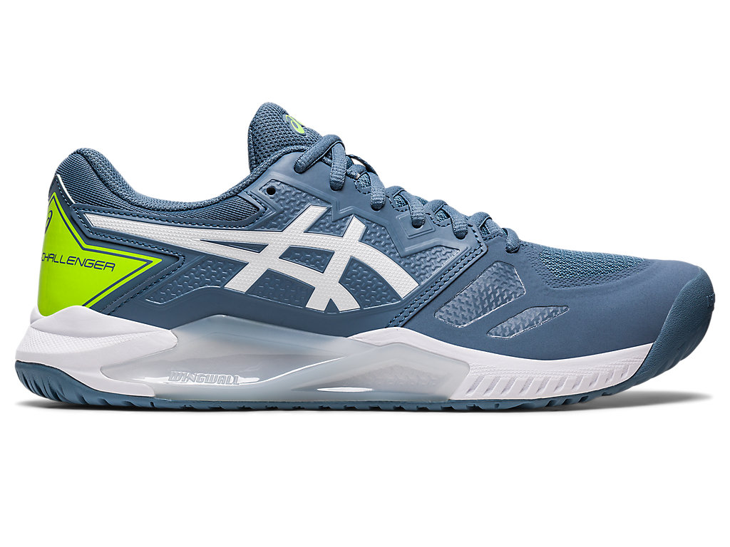 Men\'s Asics Gel-Challenger 13 Tennis Shoes Grey Blue / White | 1058-JPFGU