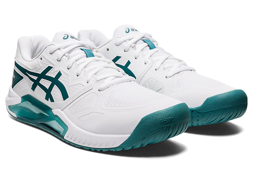 Men's Asics Gel-Challenger 13 Tennis Shoes White / Deep Green | 7903-JUCAK