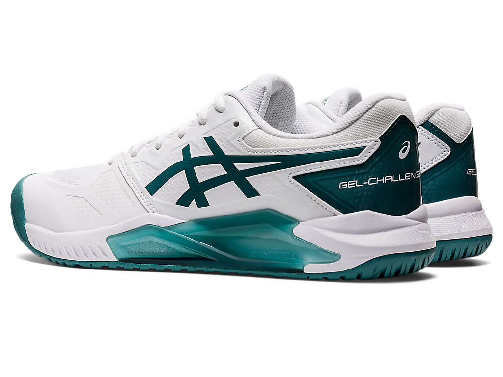 Men's Asics Gel-Challenger 13 Tennis Shoes White / Deep Green | 7903-JUCAK