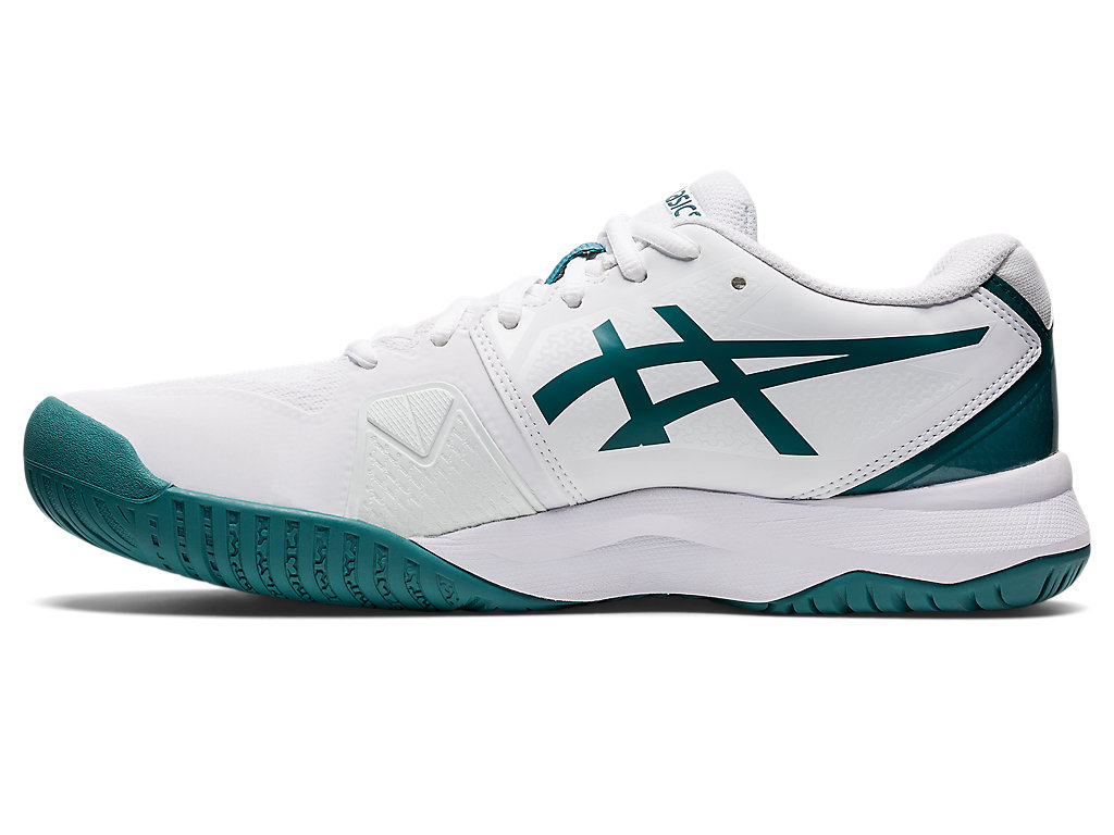 Men's Asics Gel-Challenger 13 Tennis Shoes White / Deep Green | 7903-JUCAK