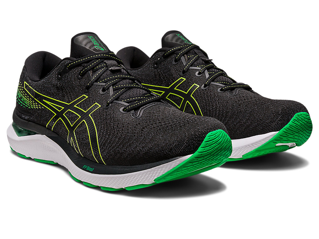 Men's Asics Gel-Cumulus 24 Running Shoes Black / Light Green | 1796-OUCYT