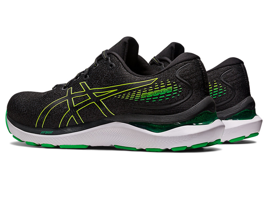 Men's Asics Gel-Cumulus 24 Running Shoes Black / Light Green | 1796-OUCYT