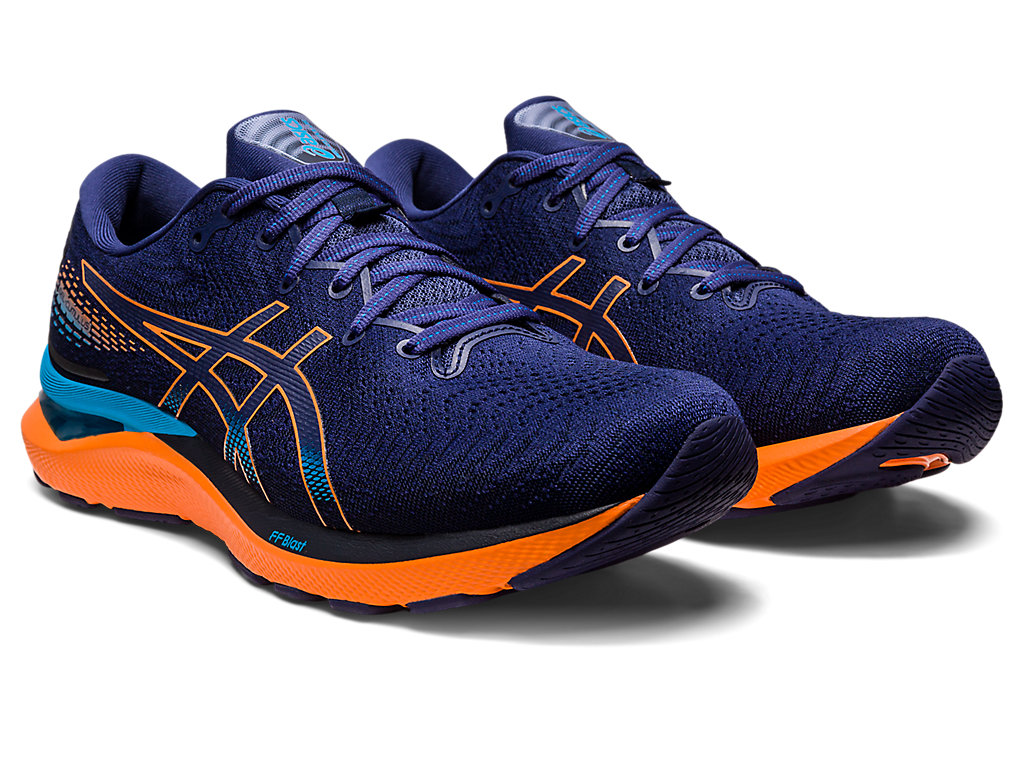 Men's Asics Gel-Cumulus 24 Running Shoes Indigo Blue / Orange | 8370-TPDWL