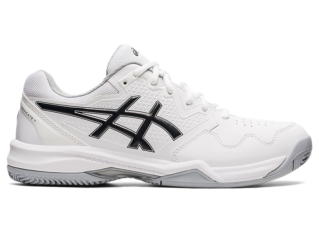 Men\'s Asics Gel-Dedicate 7 Clay Tennis Shoes White / Black | 0953-GZOMI