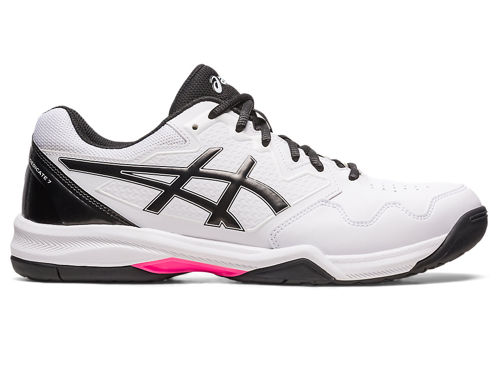 Men\'s Asics Gel-Dedicate 7 Tennis Shoes White / Pink | 9607-FSGUE