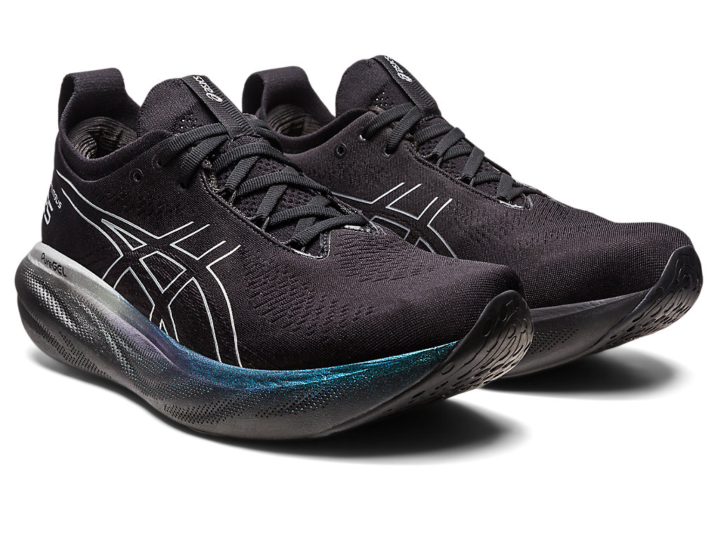 Men's Asics Gel-Nimbus 25 Platinum Running Shoes Black / Silver | 3456-PSCQW