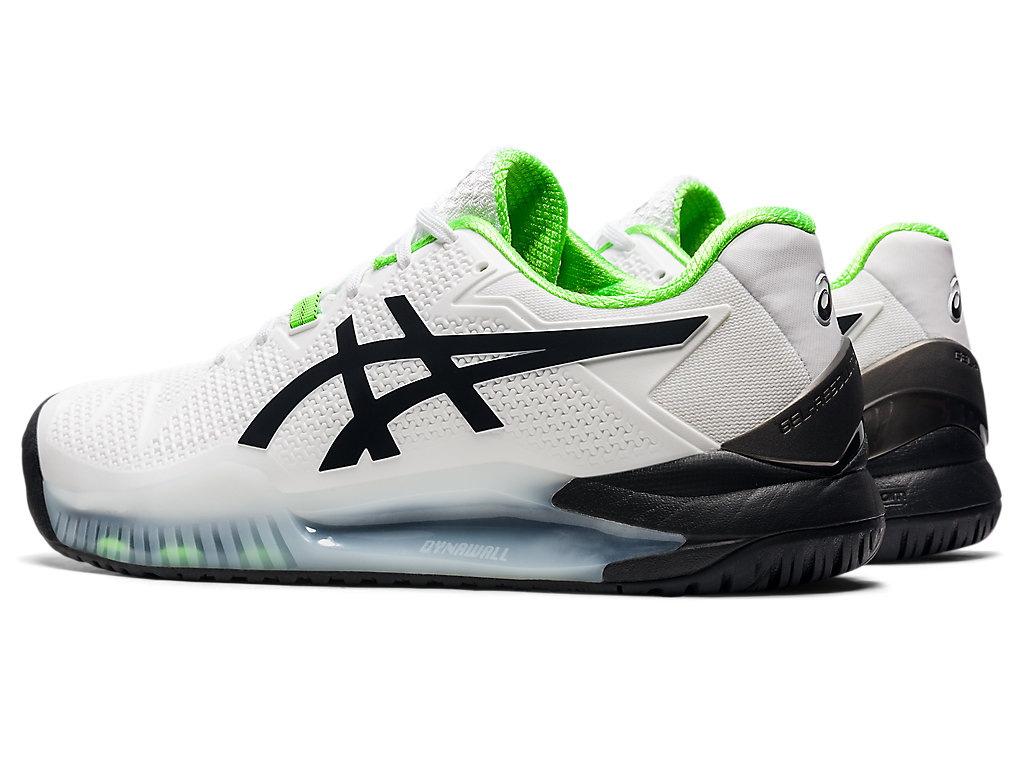 Men's Asics Gel-Resolution 8 (2E) Tennis Shoes White / Green | 7041-JENDQ