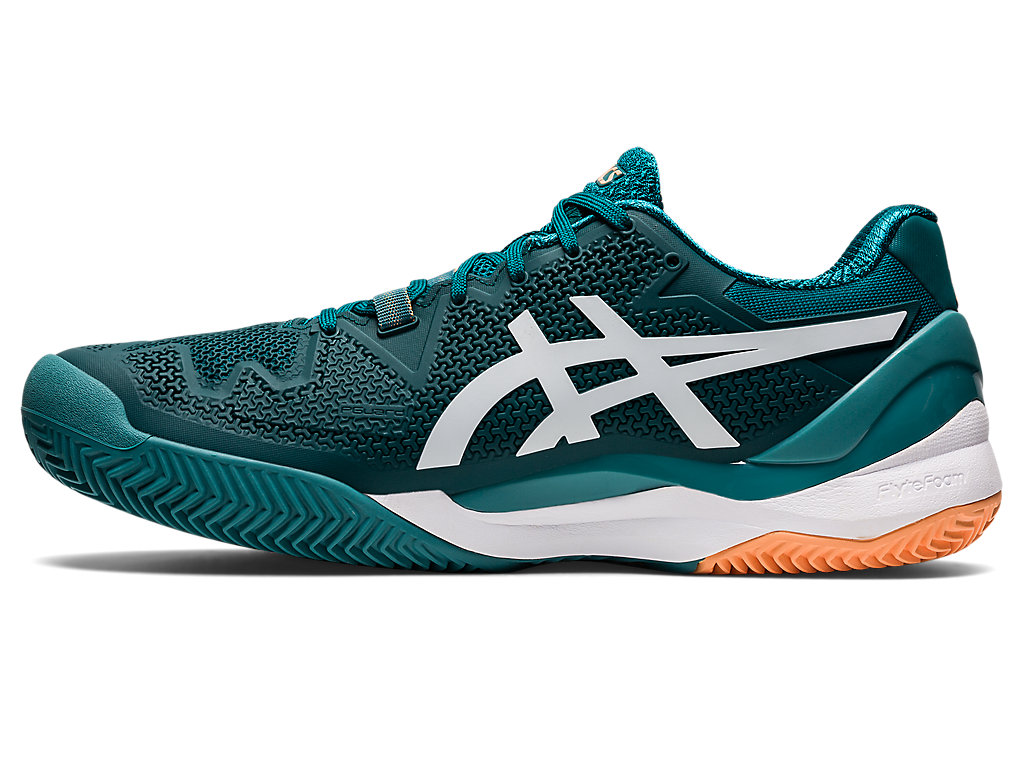 Men's Asics Gel-Resolution 8 Clay Tennis Shoes Deep Green / White | 2976-UFPHZ