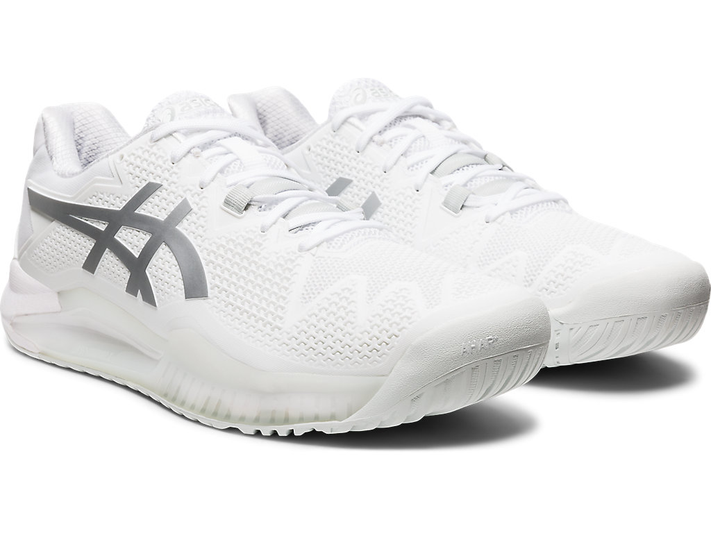 Men's Asics Gel-Resolution 8 Tennis Shoes White / Silver | 1596-WPMXH