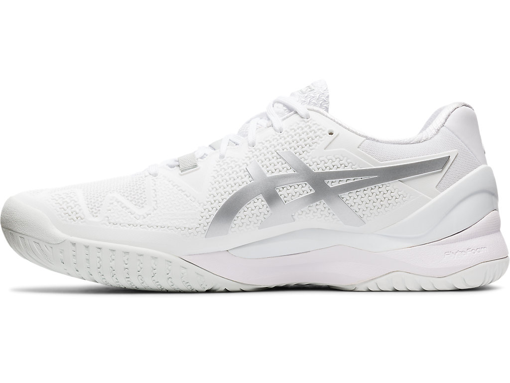 Men's Asics Gel-Resolution 8 Tennis Shoes White / Silver | 1596-WPMXH