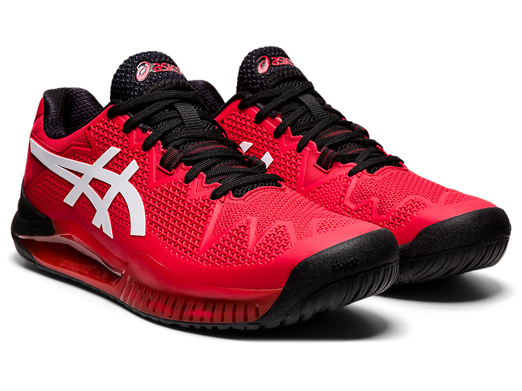 Men's Asics Gel-Resolution 8 Tennis Shoes Red / White | 2180-DCZUL