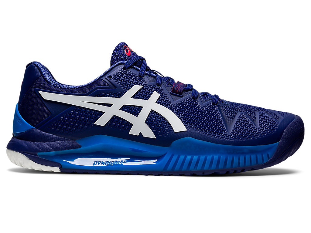 Men\'s Asics Gel-Resolution 8 Tennis Shoes Blue / White | 7351-XSKEA