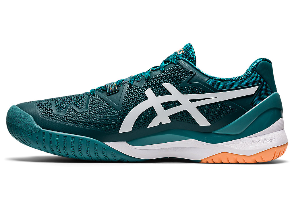 Men's Asics Gel-Resolution 8 Tennis Shoes Deep Green / White | 8219-TIZWN