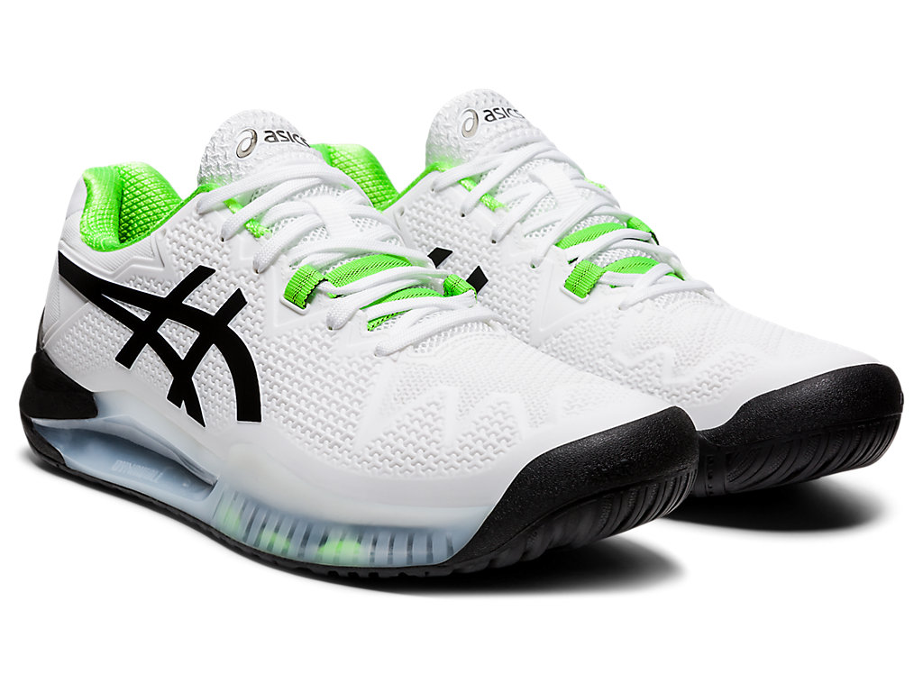 Men's Asics Gel-Resolution 8 Tennis Shoes White / Green | 9207-PHRSG