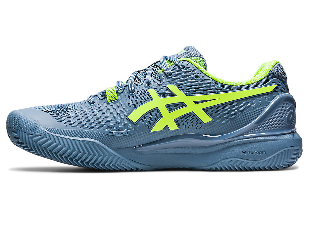 Men's Asics Gel-Resolution 9 Clay Tennis Shoes Grey Blue / Green | 5273-OSRHZ