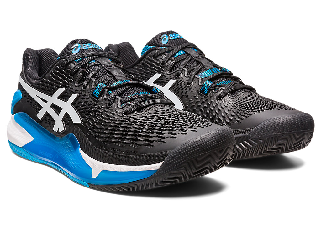 Men's Asics Gel-Resolution 9 Clay Tennis Shoes Black / White | 5702-RUGHC