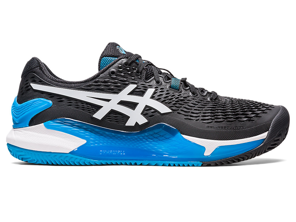 Men\'s Asics Gel-Resolution 9 Clay Tennis Shoes Black / White | 5702-RUGHC