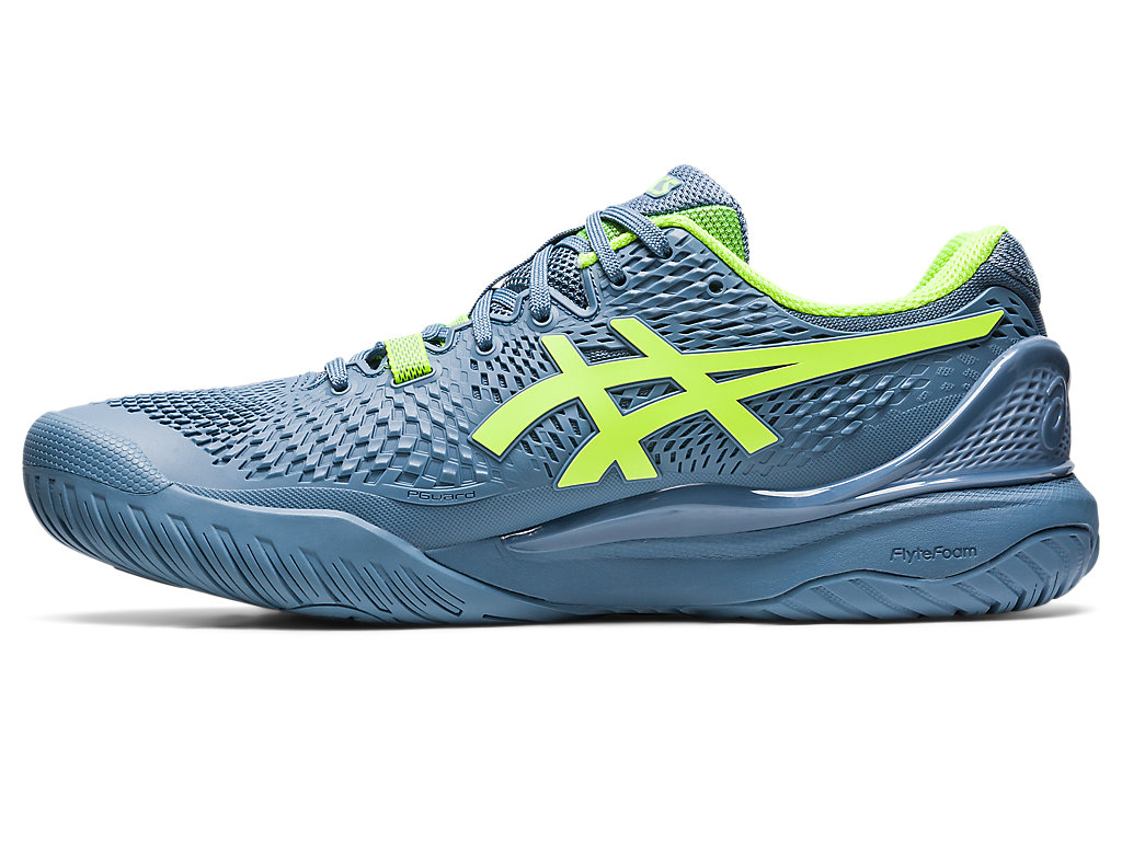 Men's Asics Gel-Resolution 9 Tennis Shoes Grey Blue / Green | 6127-PZRSJ