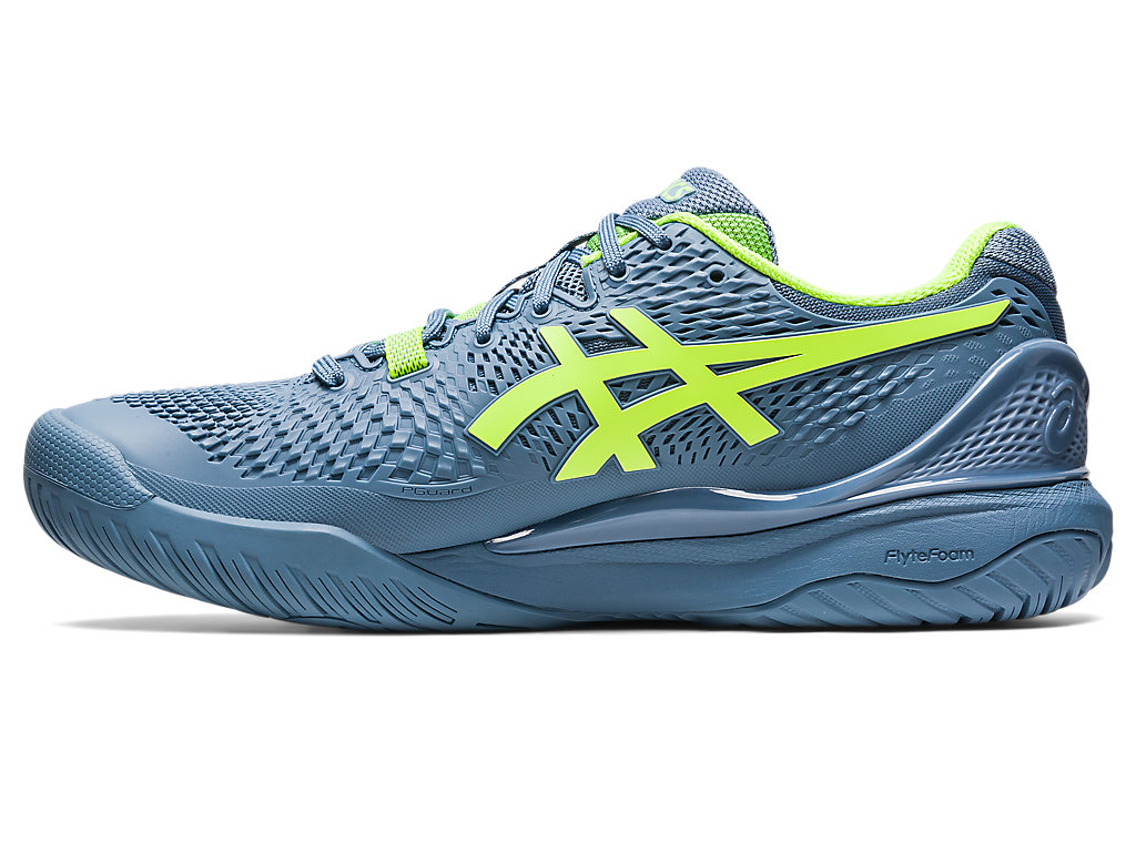 Men's Asics Gel-Resolution 9 Wide Tennis Shoes Grey Blue / Green | 7318-HPYAG