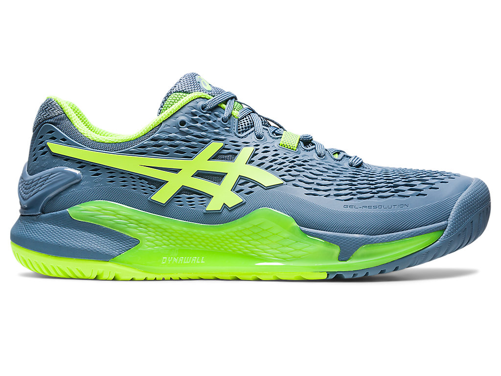 Men\'s Asics Gel-Resolution 9 Wide Tennis Shoes Grey Blue / Green | 7318-HPYAG