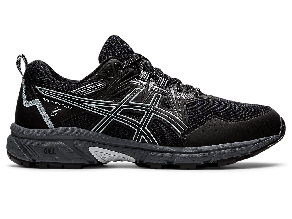 Men\'s Asics Gel-Venture 8 (D) Trail Running Shoes Black / Grey | 6490-KJQCT