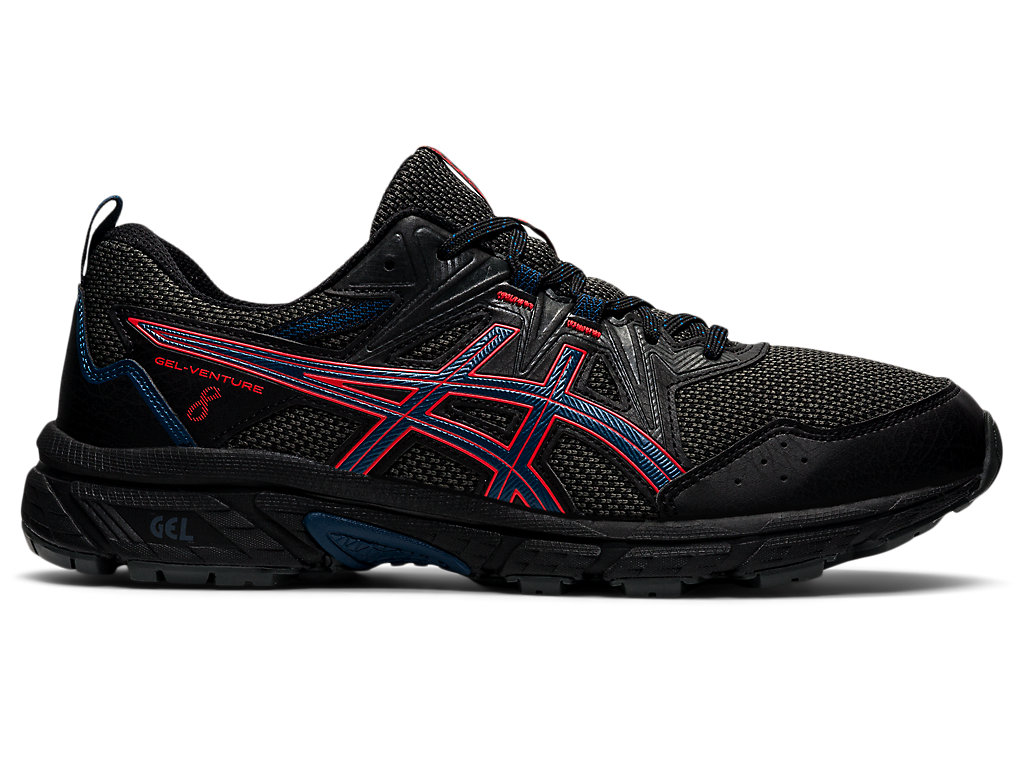 Men\'s Asics Gel-Venture 8 Trail Running Shoes Black / Red | 8476-SURNH