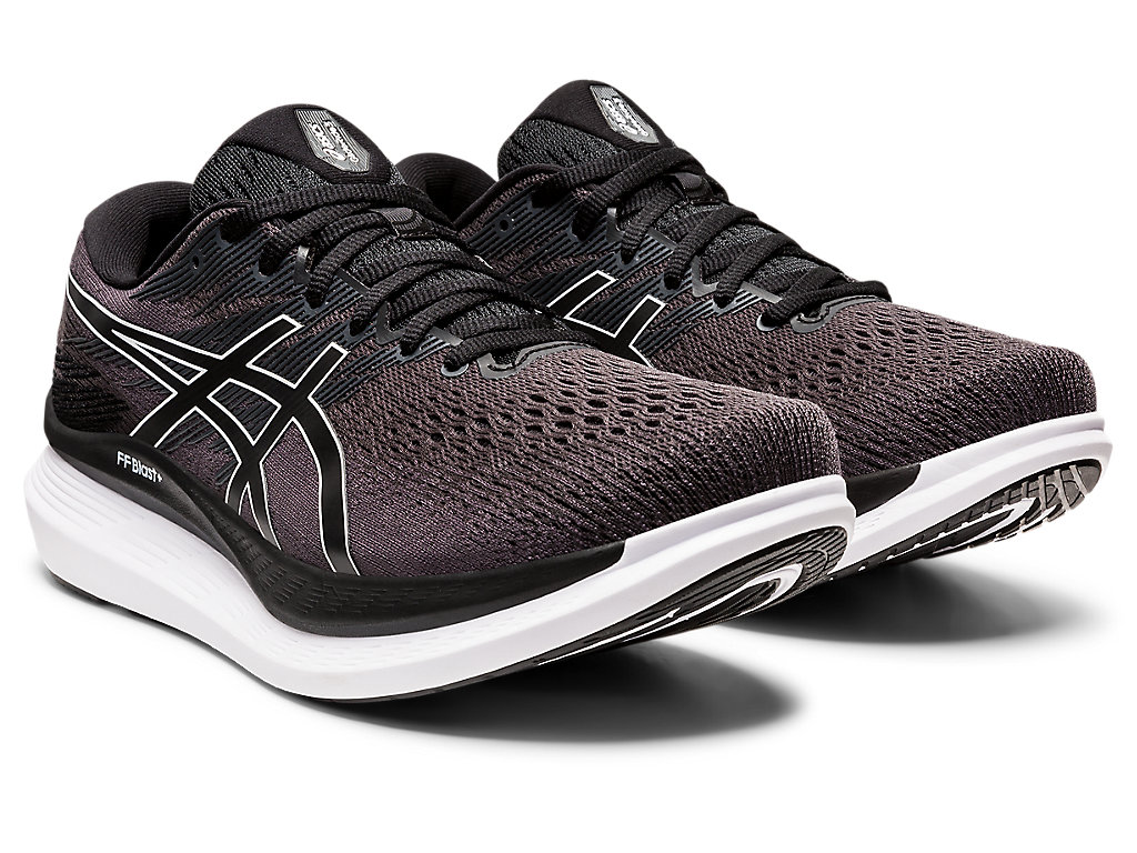 Men's Asics Glideride 3 Running Shoes Black / White | 0458-USYFD