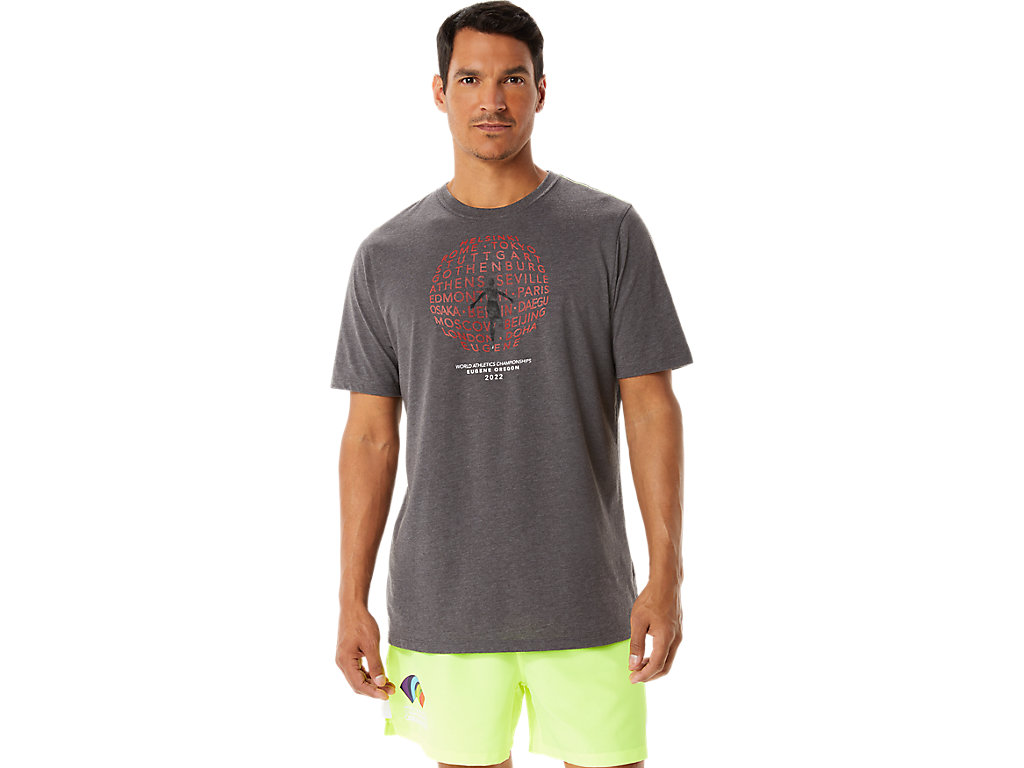 Men\'s Asics Graphic Ss Wch T Shirts Dark Grey | 5703-TZKRS