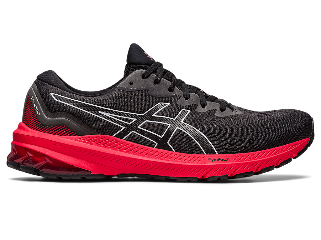 Men\'s Asics Gt-1000 11 Running Shoes Black / Red | 8706-ZRDUQ