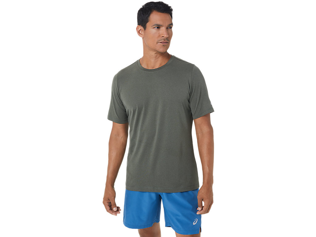 Men\'s Asics Hthr Tech T Shirts Green | 1268-WJYSF