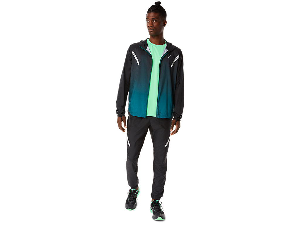 Men's Asics Lite-Show Jackets Black / Deep Green | 7813-SDFIU