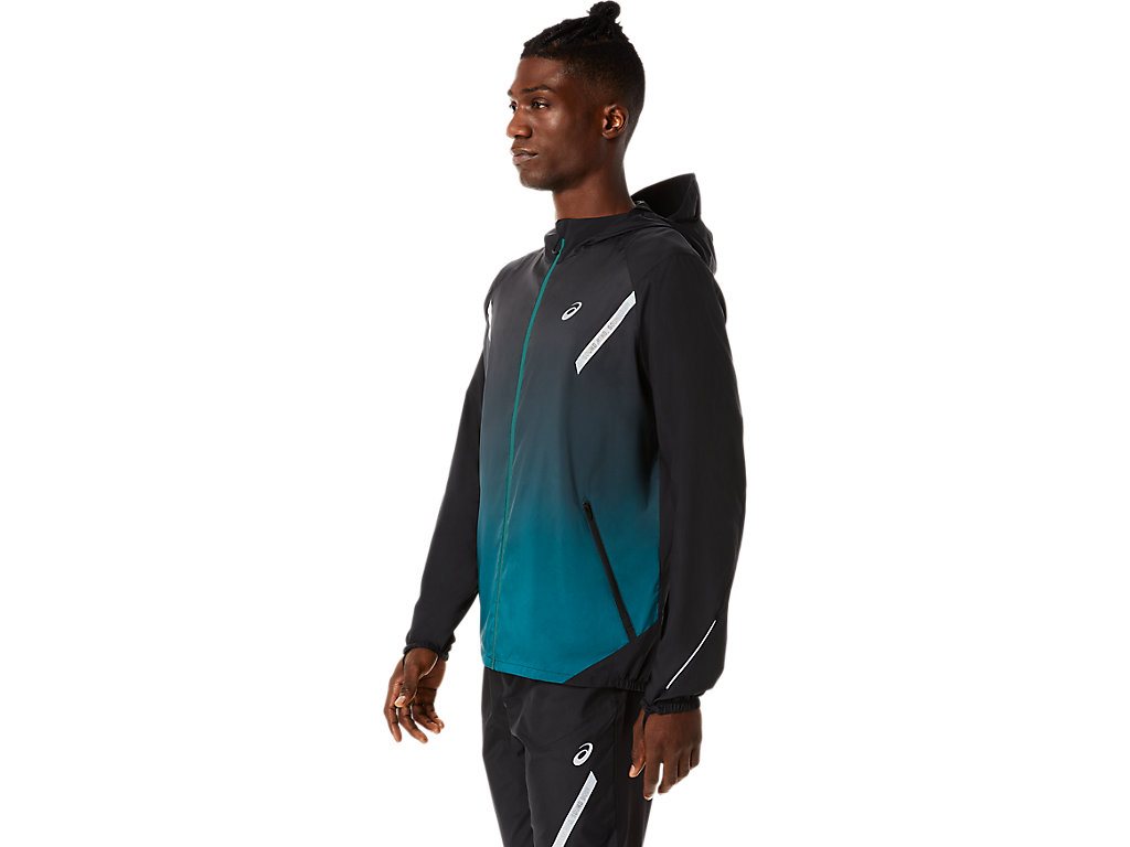 Men's Asics Lite-Show Jackets Black / Deep Green | 7813-SDFIU