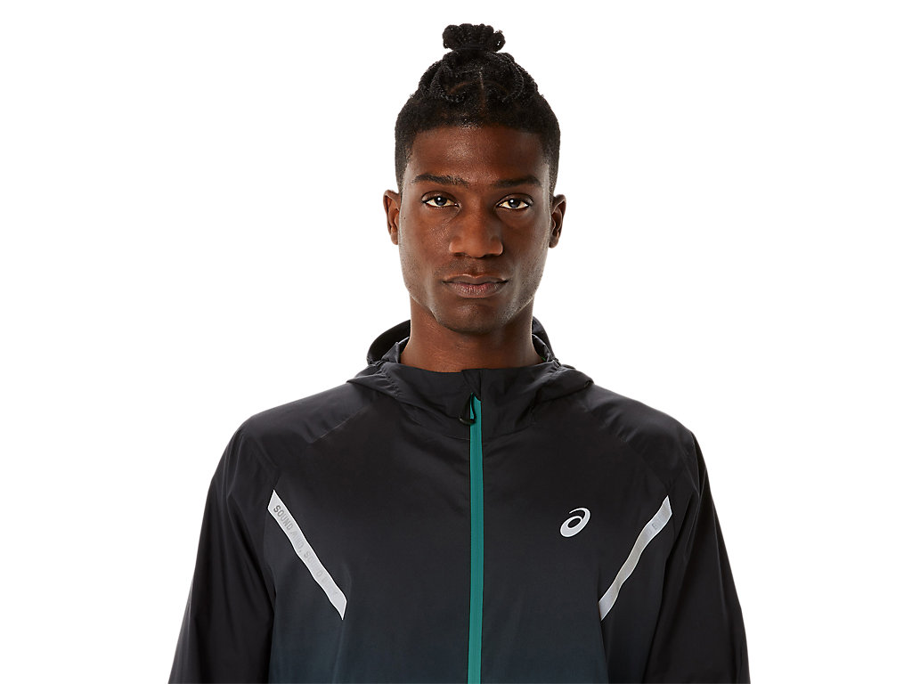 Men's Asics Lite-Show Jackets Black / Deep Green | 7813-SDFIU