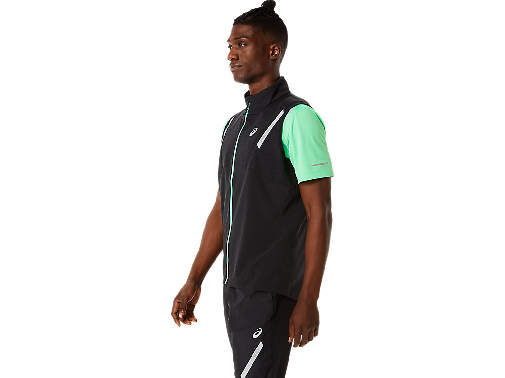 Men's Asics Lite-Show Vest Jackets Black / Black | 0386-XRBZF