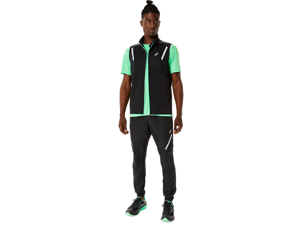 Men's Asics Lite-Show Vest Jackets Black / Black | 0386-XRBZF