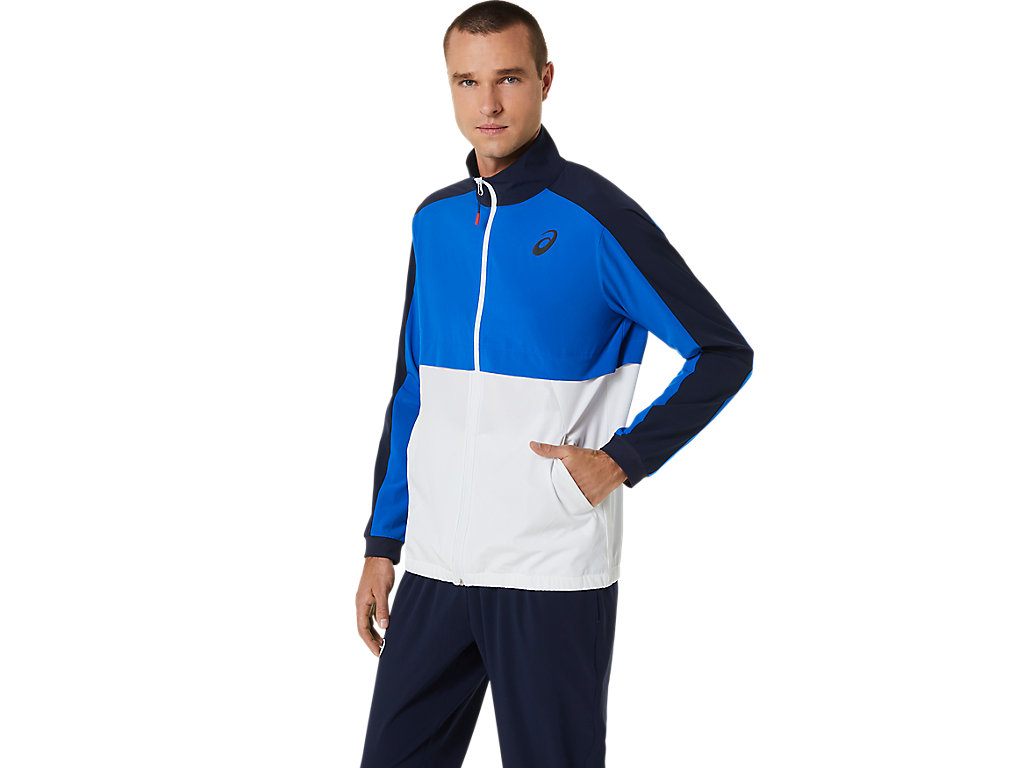 Men's Asics Match Jackets Blue | 5234-IDPWF