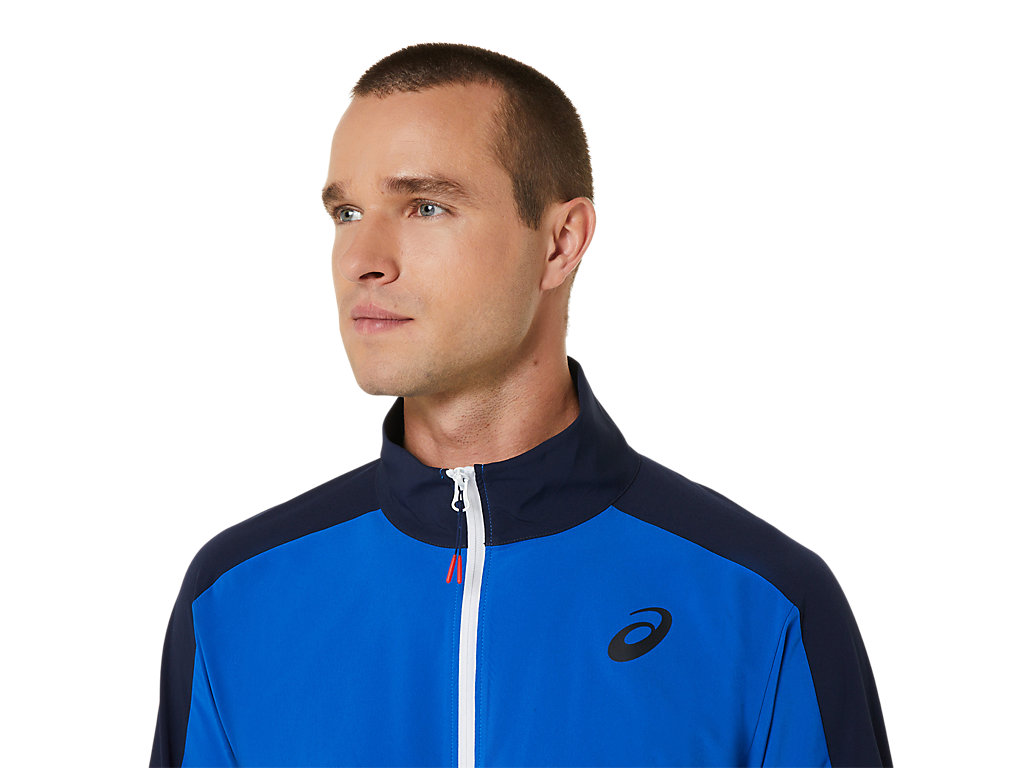 Men's Asics Match Jackets Blue | 5234-IDPWF