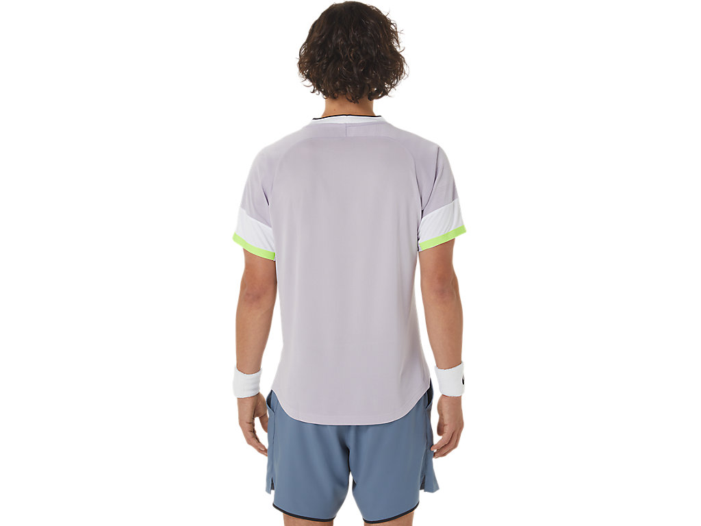 Men's Asics Match Sleeve T Shirts Purple / Blue | 0945-DOEZV