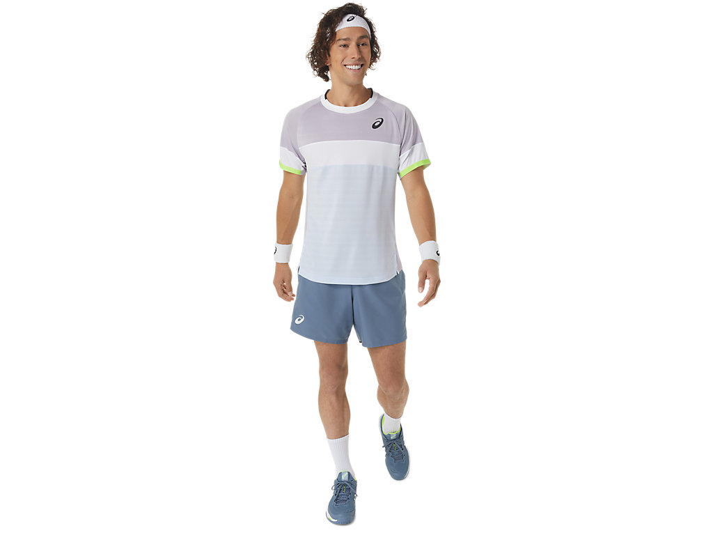 Men's Asics Match Sleeve T Shirts Purple / Blue | 0945-DOEZV