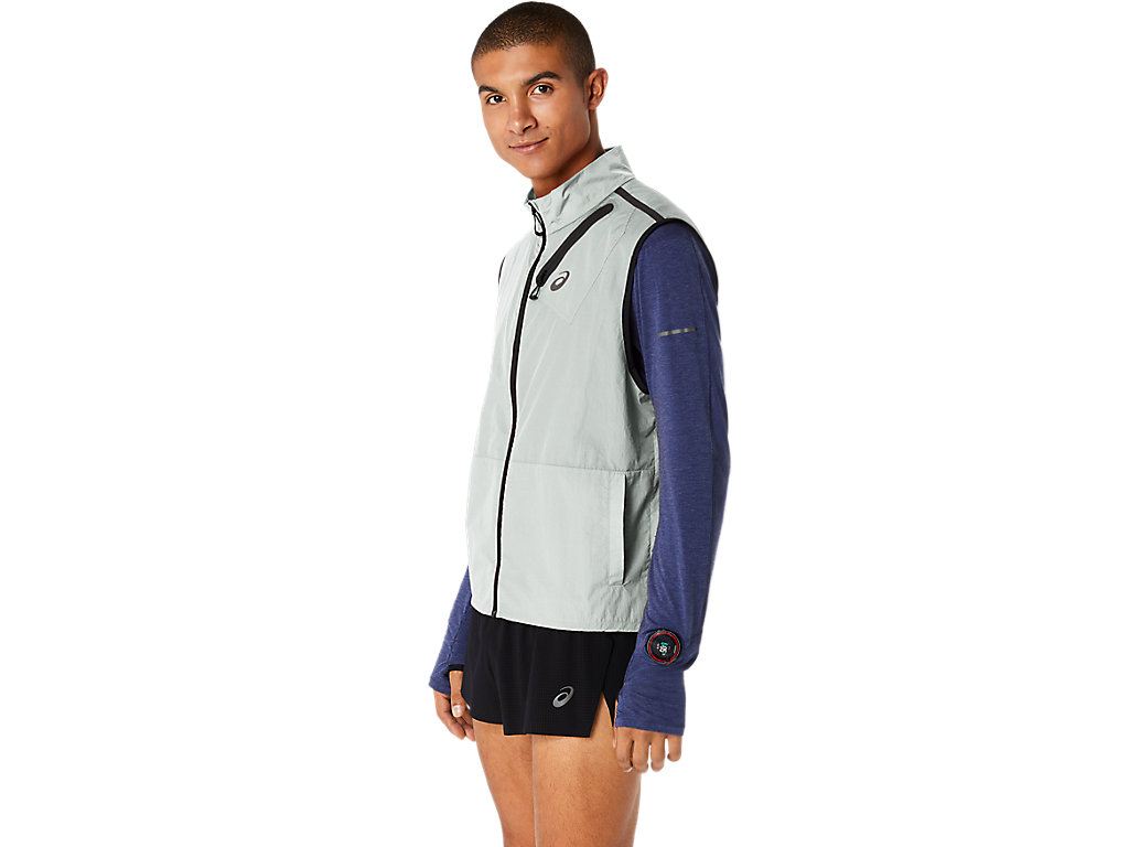 Men's Asics Metarun Packable Vest Jackets Light Olive | 7024-YCGBW