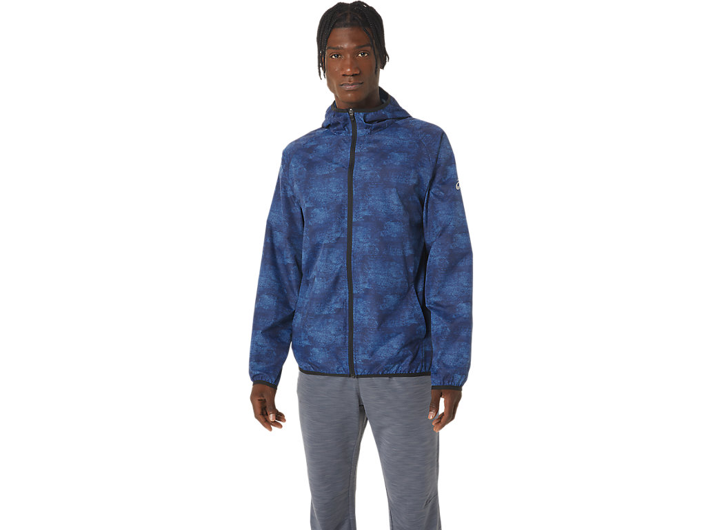 Men\'s Asics Packable Jackets Blue / Black | 3406-NTUXP