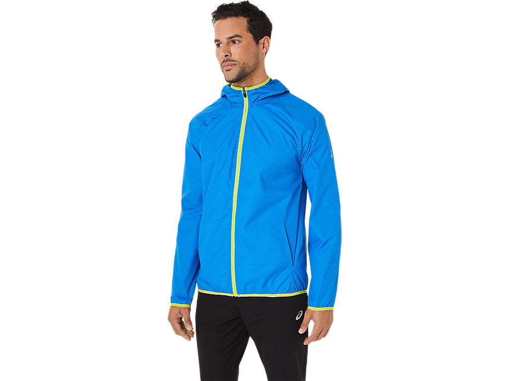 Men's Asics Packable Jackets Blue / Light Green | 2075-OMWRI