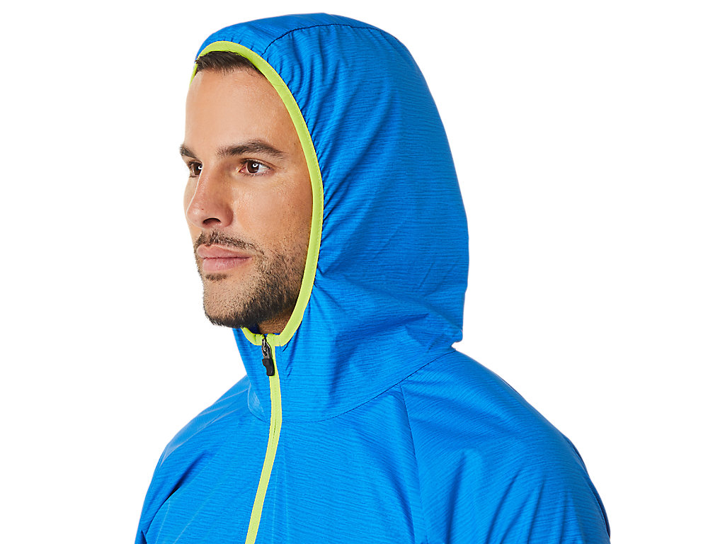 Men's Asics Packable Jackets Blue / Light Green | 2075-OMWRI